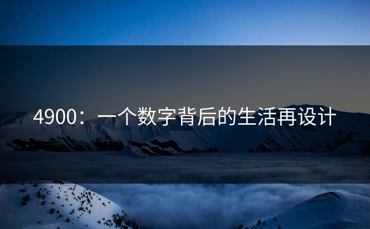 4900：一个数字背后的生活再设计