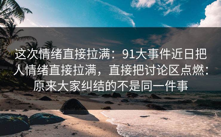 这次情绪直接拉满：91大事件近日把人情绪直接拉满，直接把讨论区点燃：原来大家纠结的不是同一件事